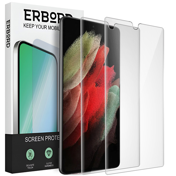 2x sticlă ceramică ERBORD Hybrid Glass pentru Samsung Galaxy S21 Ultra