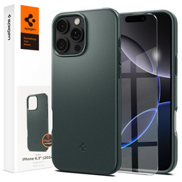 Carcasa Spigen pentru iPhone 16 Pro, Thin Fit Mag, verde + sticlă temperată 9H
