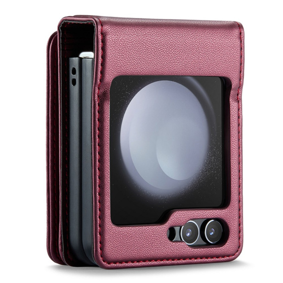Husa cu clapetă CASEME pentru Samsung Galaxy Z Flip5 5G, Litchi Wallet, roșu
