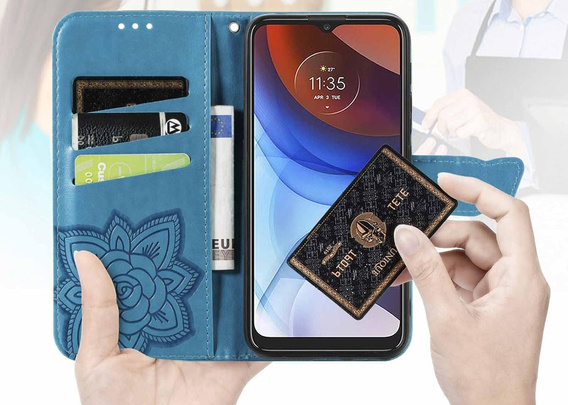 Cu clapetă pentru Oppo Reno 13 Pro, Butterfly, albastru