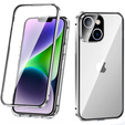 Husa pentru iPhone 14, Magnetic Dual Glass, de argint