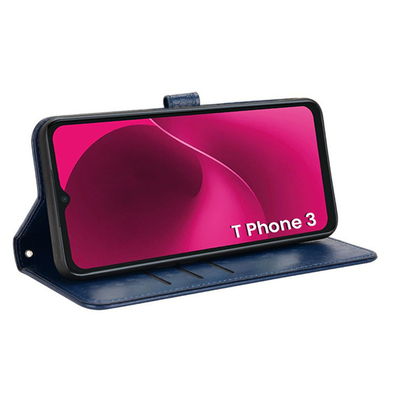 Husa cu clapetă pentru T Phone 3 5G, Wallet Rhombus, albastru