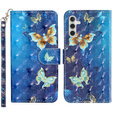 Cu clapetă pentru Samsung Galaxy A35 5G, Wallet, Butterflies albastru