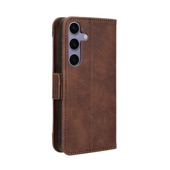 Cu clapetă pentru Samsung Galaxy S25 FE, Card Slot, maro