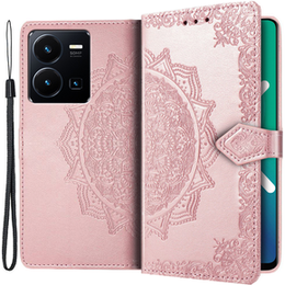 Cu clapetă pentru Vivo Y35 4G, Mandala, roz rose gold