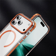 Carcasă blindată pentru MagSafe transparent cu laturi portocalii pentru iPhone 17 Pro