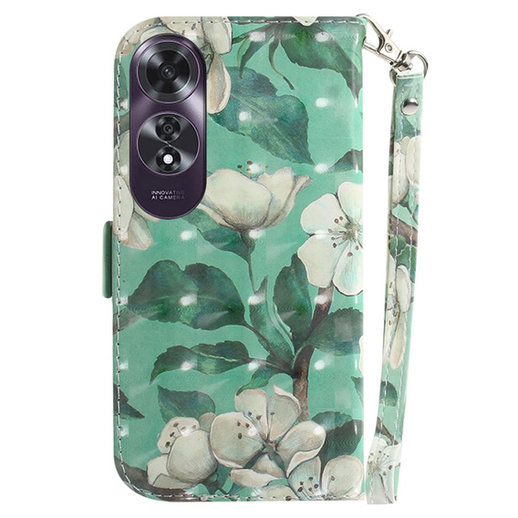 Cu clapetă pentru Oppo A60, Wallet, Flowers alb