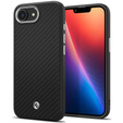 Carcasa Spigen pentru iPhone 16E, Enzo Aramid MagSafe, negru carbon + 9H Tempered Glass
