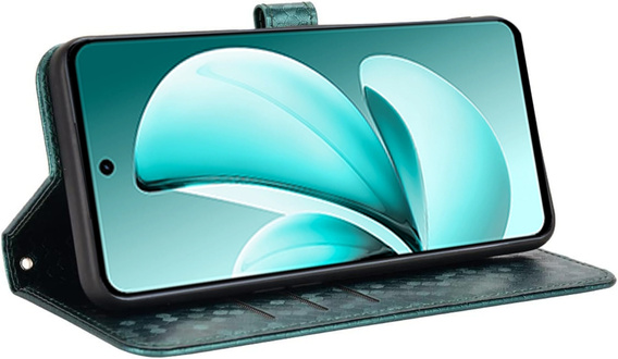 Husa cu clapetă pentru Realme C71, Wallet Rhombus, verde