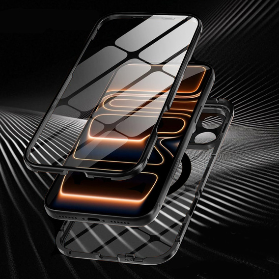 Husă magnetică dublă din sticlă pentru MagSafe pentru iPhone 17 Pro, negru