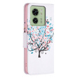 Cu clapetă pentru Motorola Edge 40 5G, Wallet, colorful tree, alb