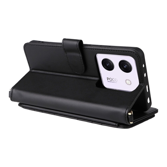 Carcasă cu clapetă pentru Xiaomi Poco M7 Pro 5G, Crossbody Leather Wallet, negru