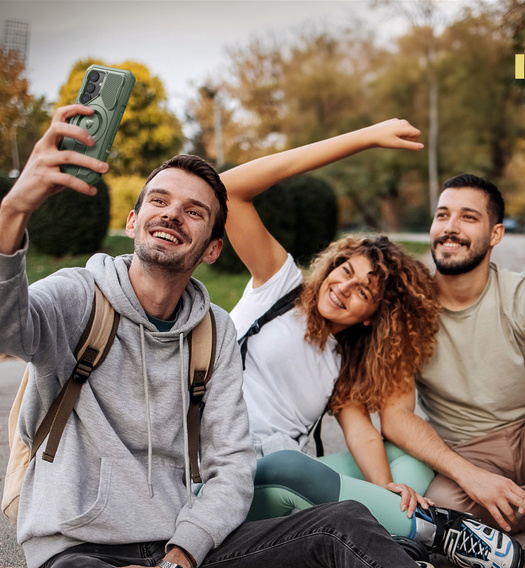 Husă blindată pentru Samsung Galaxy S25, Dexnor CamProtect MagSafe, verde (Două rame)
