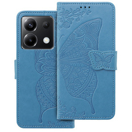Cu clapetă pentru Xiaomi Poco X6 5G, Butterfly, albastru