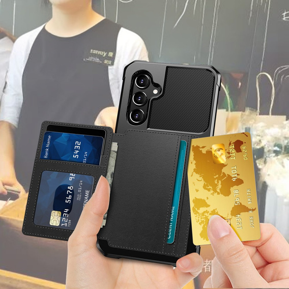 Husa pentru Samsung Galaxy A54 5G, Card Holder Kickstand, negru
