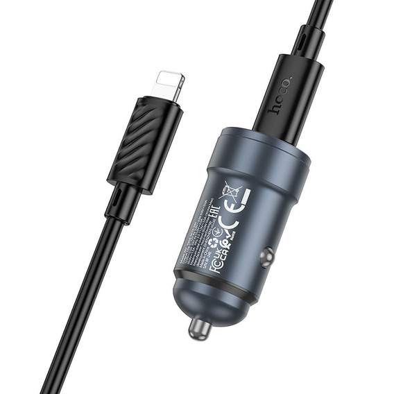 Încărcător auto Hoco Z57 USB-C QC3.0 PD 30W + cablu USB-C către Lightning