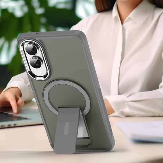 Husă pentru Samsung Galaxy S25 Edge, Kickstand Matt Case, pentru MagSafe, gri titan