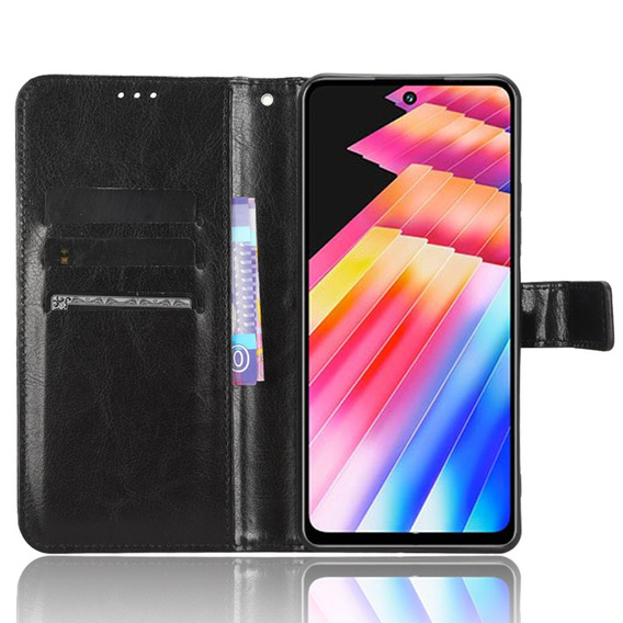 Cu clapetă pentru Infinix Hot 30, Crazy Horse Wallet, negru