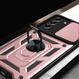 Husă blindată pentru Samsung Galaxy S21 FE, CamShield Slide, roz rose gold