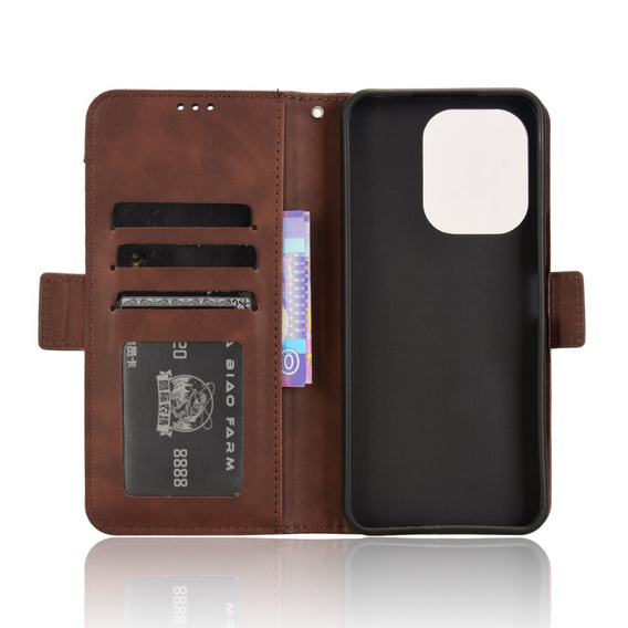 Cu clapetă pentru Xiaomi Redmi 13, Card Slot, maro