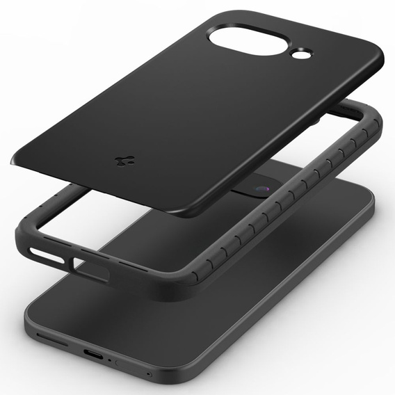 Carcasa Spigen pentru Google Pixel 9A, Thin Fit Mag, negru + sticlă temperată 9H