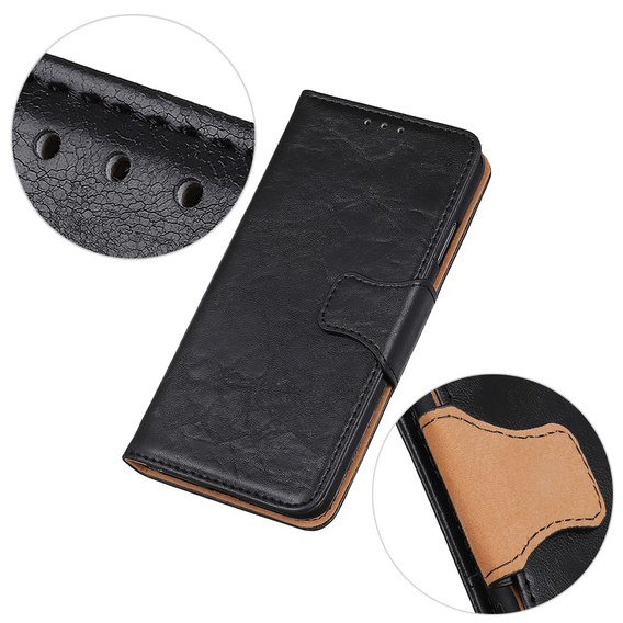Cu clapetă pentru Samsung Galaxy S25 Edge, Crazy Horse Wallet, negru