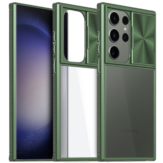 Huse pentru Samsung Galaxy S23 Ultra, Slide Camera, verde