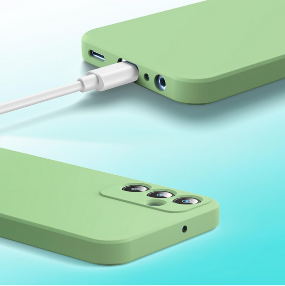 Carcasa pentru Samsung Galaxy A15, Silicone Lite, verde + sticlă 9H