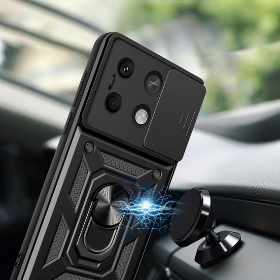 Husă blindată pentru Xiaomi Redmi Note 13 5G, CamShield Slide, negru