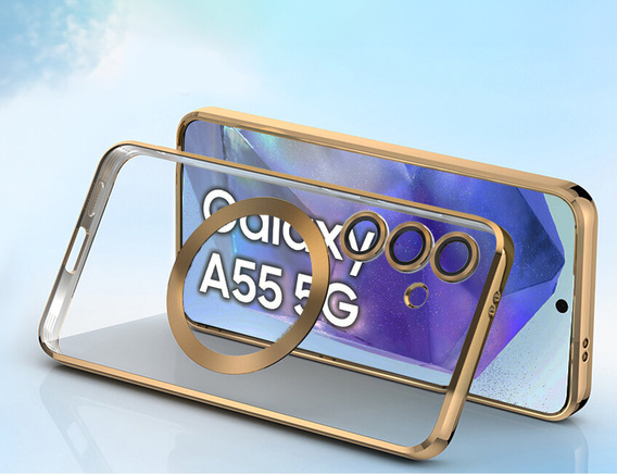 Husă pentru Samsung Galaxy A55 5G, Electro MagSafe, de aur + Sticlă pentru ecran