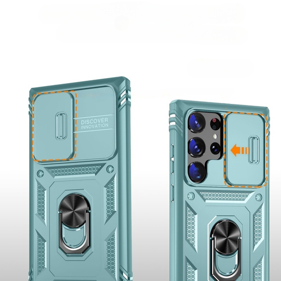 Husă blindată pentru Samsung Galaxy S23 Ultra, CamShield Slide, verde