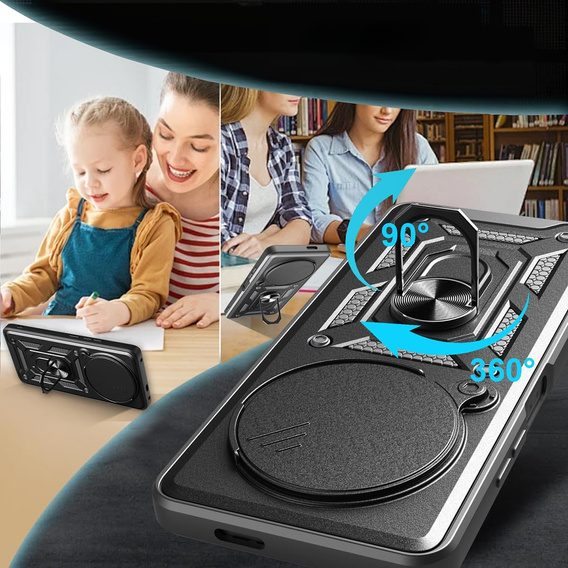 Husă blindată pentru Honor Magic 7 Lite, CamShield Slide, negru