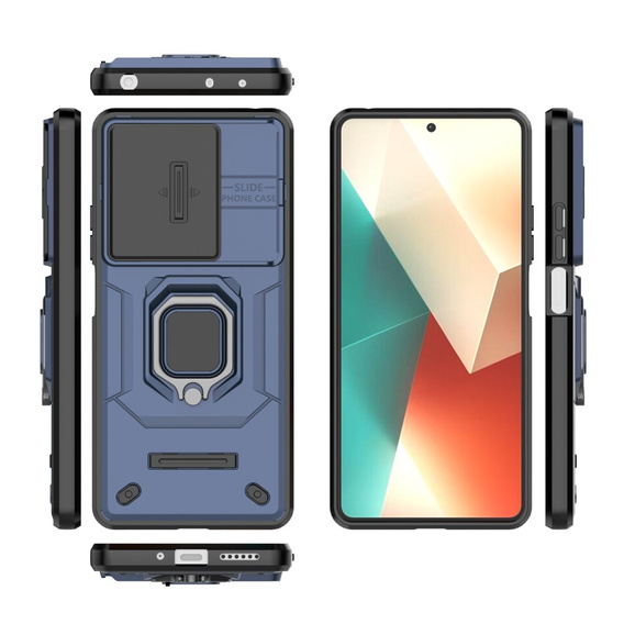 Husă pentru Xiaomi Redmi Note 13 5G, KickStand Camera Lens, albastru