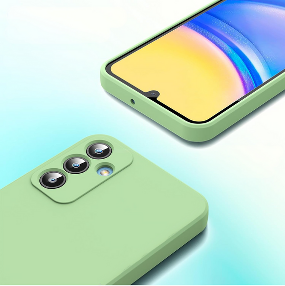 Carcasa pentru Samsung Galaxy A15, Silicone Lite, verde + sticlă 9H