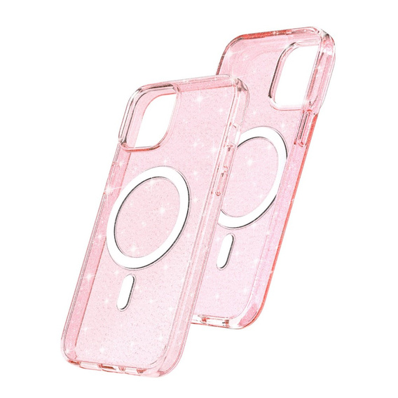 Huse pentru iPhone 14, Dropproof MagSafe Glitter, roz