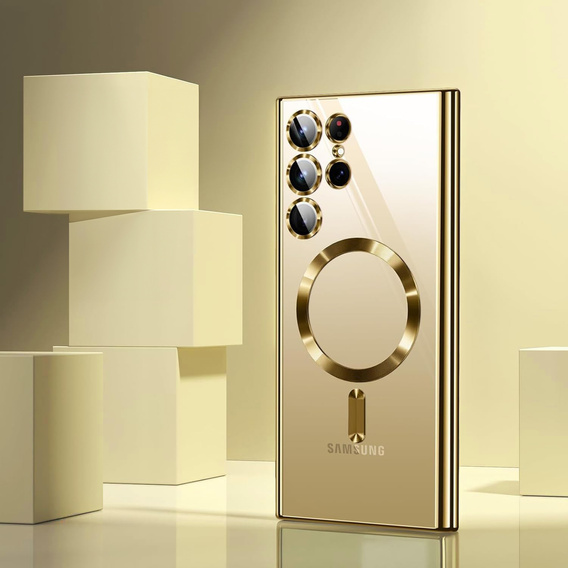 Husă pentru Samsung Galaxy S25 Ultra, Electro MagSafe, de aur + Sticlă pentru ecran