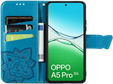 Cu clapetă pentru Oppo A5 Pro 5G, Butterfly, albastru