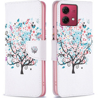 Carcasă flip pentru Motorola Moto G84 5G, Wallet, colorful tree, alb