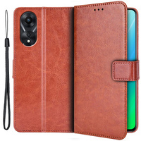 Cu clapetă pentru Oppo A78 5G, Crazy Horse Wallet, maro