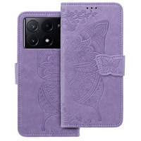 Cu clapetă pentru Xiaomi Poco X6 Pro 5G, Butterfly, violet