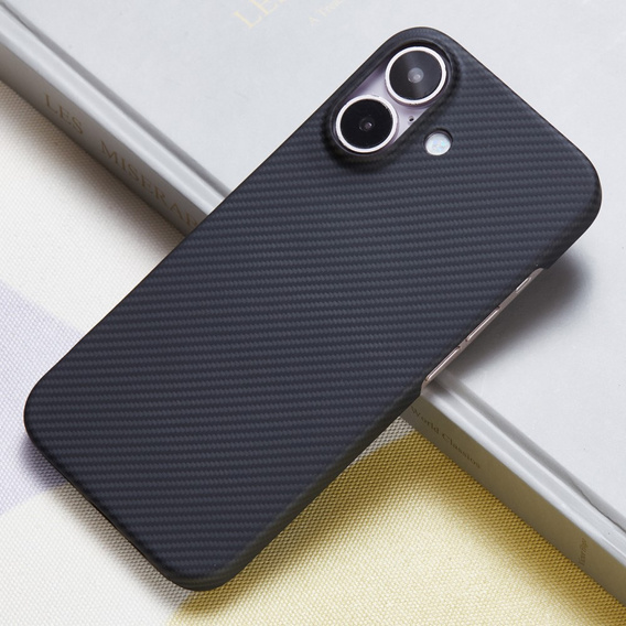 Husă pentru iPhone 16 Plus, Aramid Fiber Cover, negru