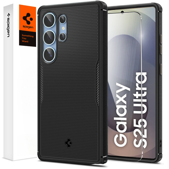 Carcasa Spigen pentru Samsung Galaxy S25 Ultra, Core Armor MagSafe, negru + 9H Tempered Glass