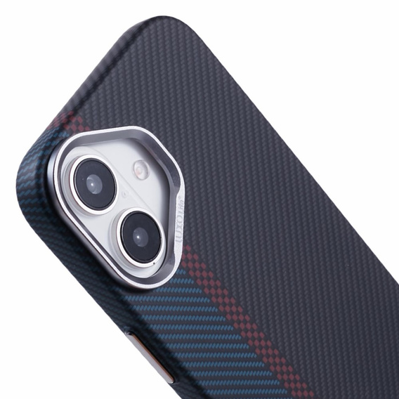 Carcasa pentru iPhone 16, Carbon Fiber MagSafe, negru / albastru