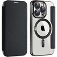 Cu clapetă pentru iPhone 15 Pro, RFID Wallet MagSafe CamShield, negru