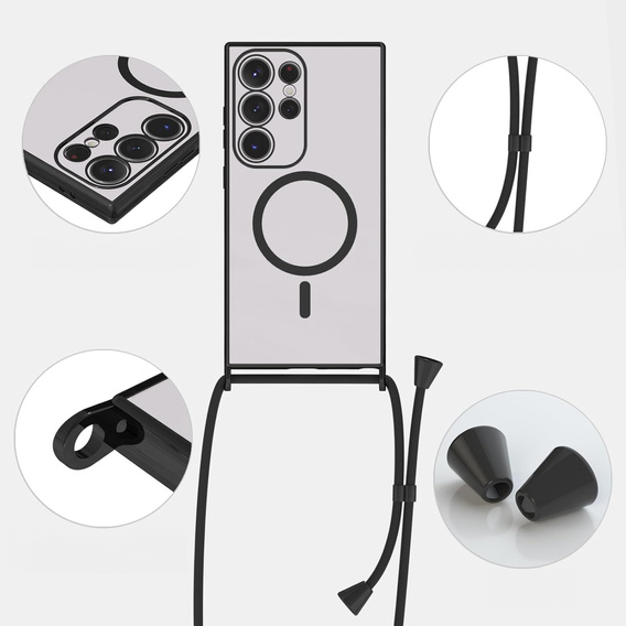Husă pentru Samsung Galaxy S25 Ultra, Electro MagSafe, negru + Lanyard