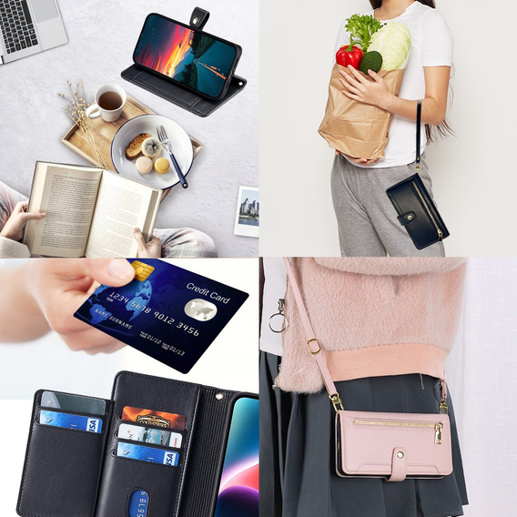 Cu clapetă pentru Infinix Note 40 Pro, Wallet Zipper Pocket, negru
