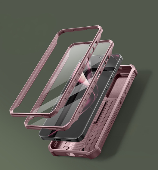 Husă blindată pentru Samsung Galaxy S25+ Plus, Dexnor Full Body (Two Frames), roz