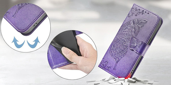 Cu clapetă pentru Xiaomi Redmi 15C 4G/LTE, Butterfly, violet