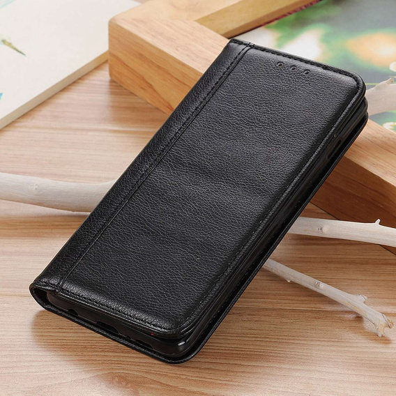 Huse pentru Samsung Galaxy M34, Wallet Litchi Leather, negru