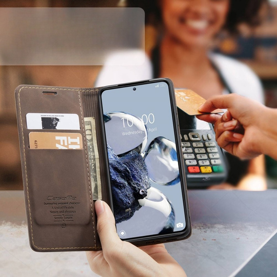 Husa CASEME pentru Xiaomi 12T / 12T Pro, Leather Wallet Case, maro